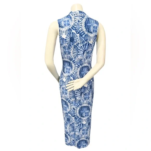 Tommy Bahama Blue White Floral Sleeveless Midi Dress Small - Picture 2 of 6